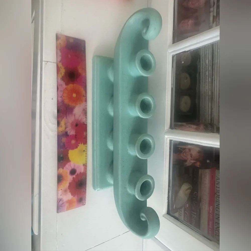 *RARE* VTG Turquoise Rum Rill Pottery Taper Candle Holder